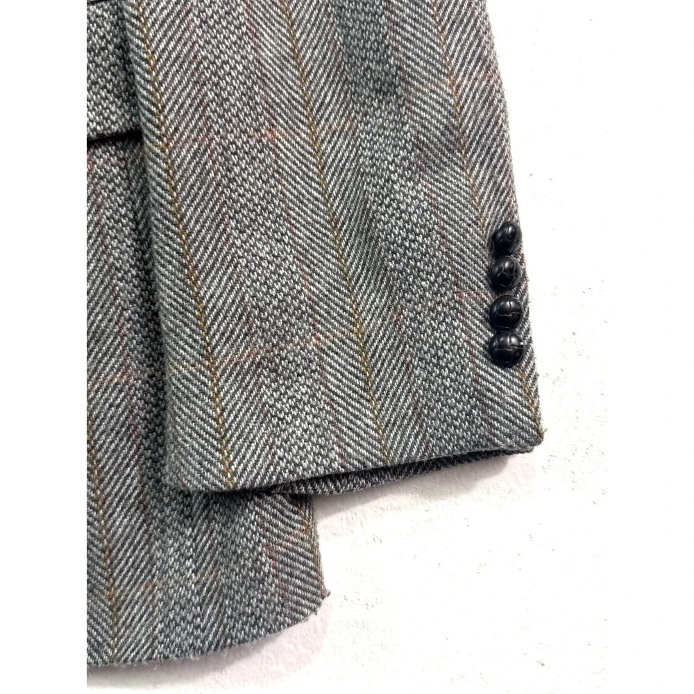 VTG Herringbone Stripe Tweed slim 42R blazer jacket sport suit coat‎ Joe Namath